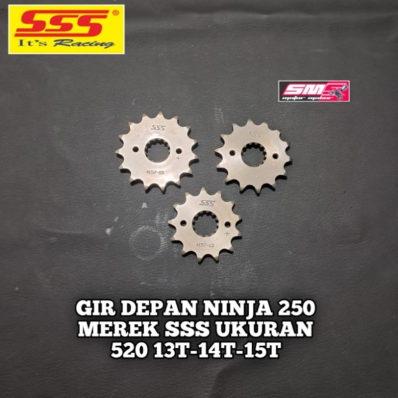 GIR DEPAN NINJA 250 MEREK SSS UKURAN 520 13T-14T-15T