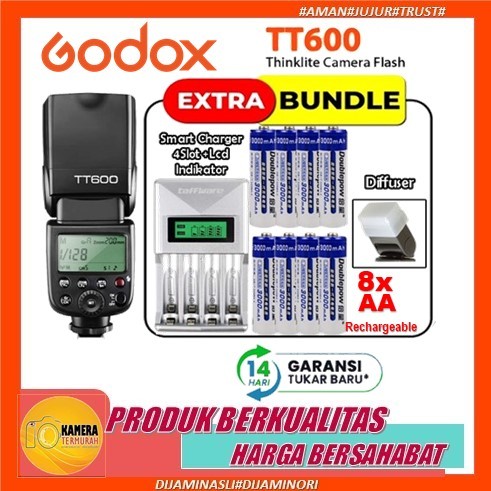 PAKET Lampu Flash Eksternal Godox TT600 TT 600 Kamera Canon Fujifilm Olympus Pentax Nikon