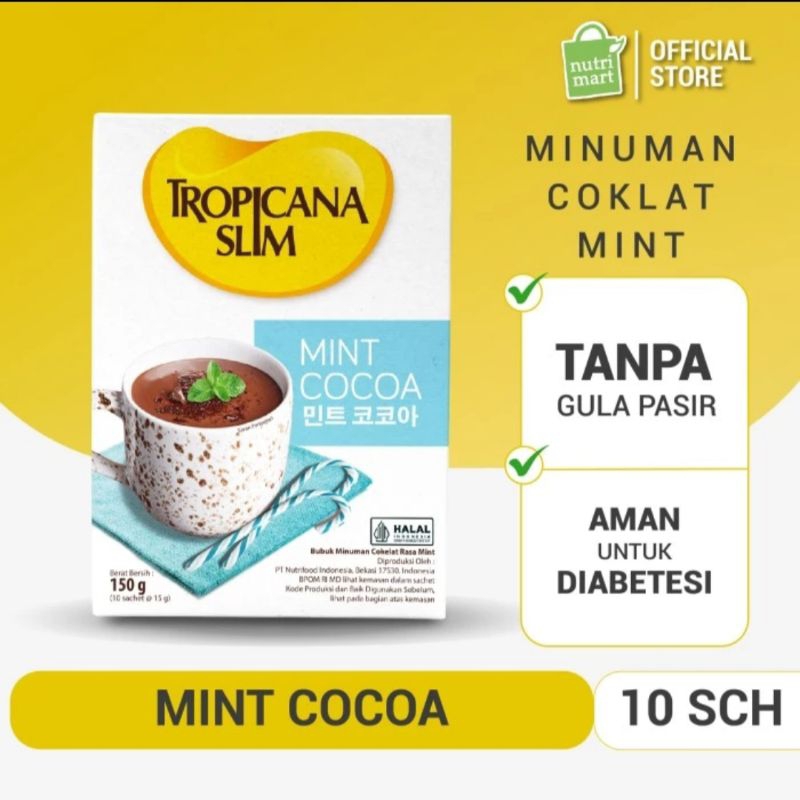 

1 DUS (10 SACHET) - TROPICANA SLIM MINT COCOA ( 15GR X 10 SACHET)