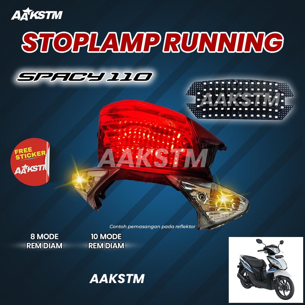 STOPLAMP RUNNING LED/STOPLAMP SPACY LAMPU REM LED 8 & 10 MODE VARIASI MOTOR AA KASTEM