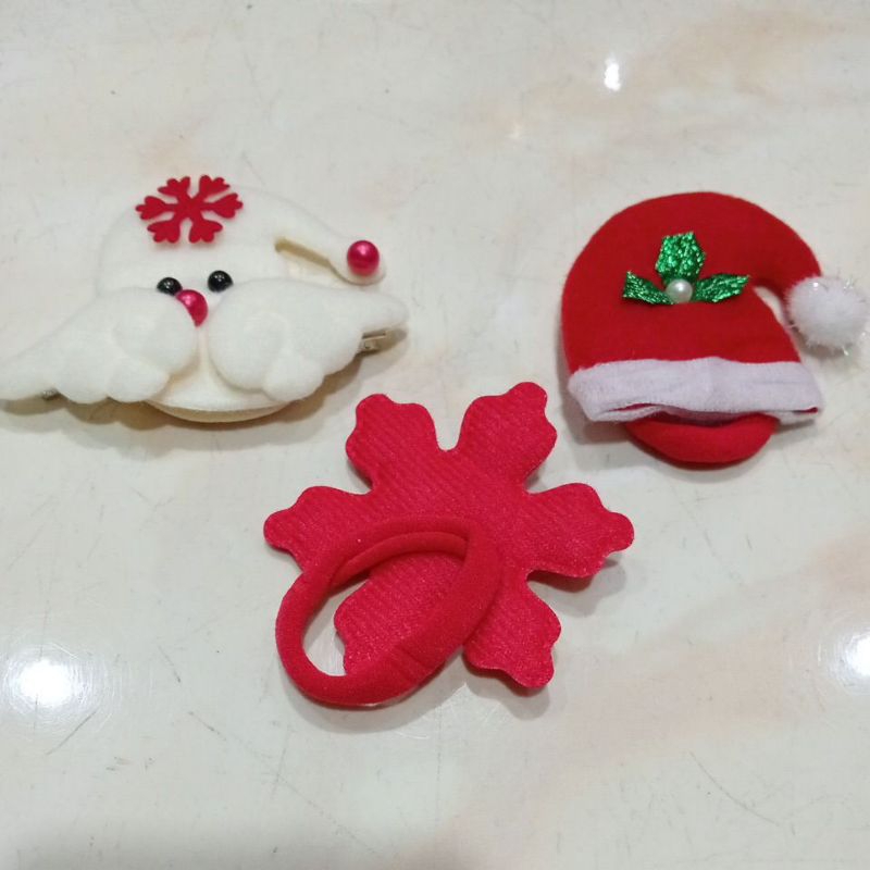 IKAT RAMBUT&JEPIT RAMBUT ANAK MOTIF NATAL HARGA/BUNGKUS