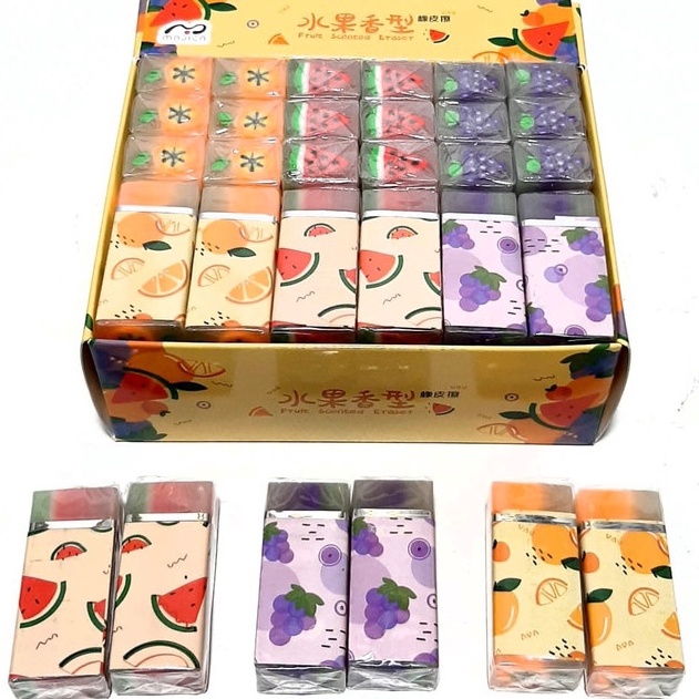 

Promo 1kotak 36pcs Penghapus Eraser Karakter Bola Dan Buah Ukuran