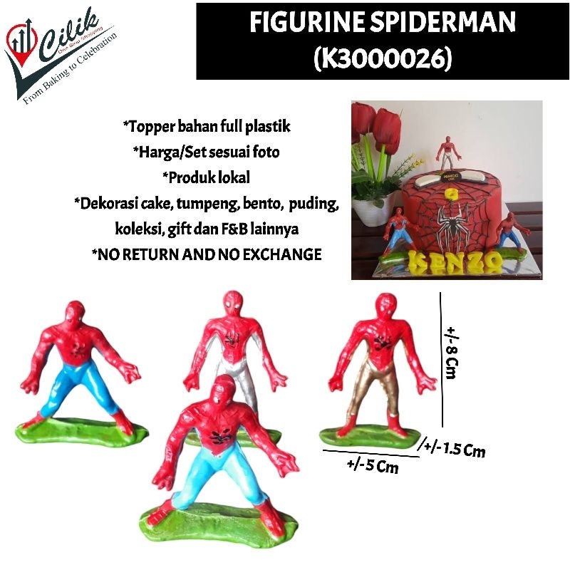figurin+mainan+bahan+plastik+karakter+mickey+avenger+spiderman+hulk+smurf+koleksi+kado+hobby+topper+