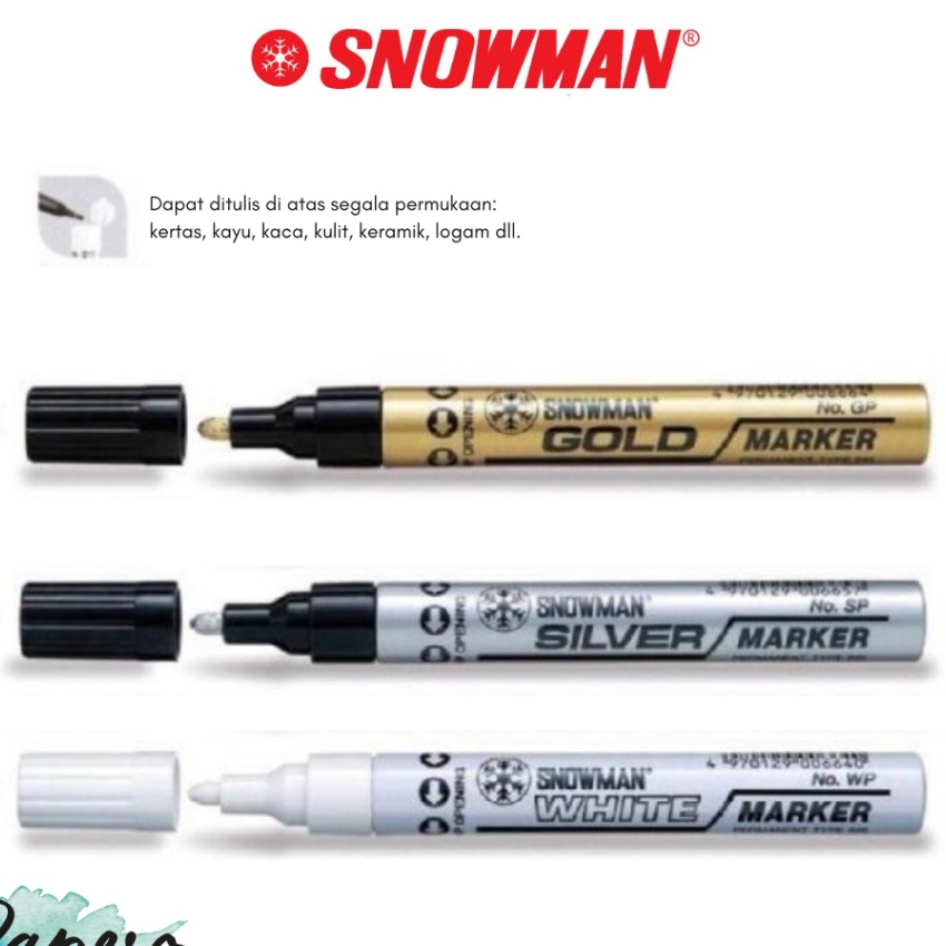 

Price Spidol Paint Marker Snowman Permanent Gold Sier White