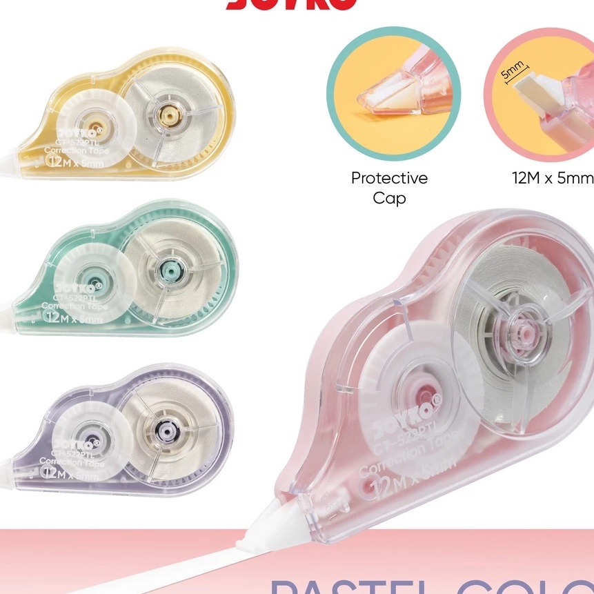 

KP8 JOYKO Correction Tape Cortep CT522PTL Pastel Color Tersedia 1 Pack 12 Pcs 6 Pcs 3 Pcs