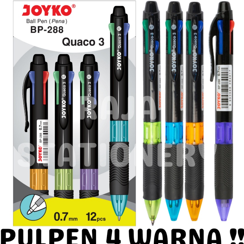 

KF7 JOYKO BALL PEN 4 COLOURS BOLPEN PULPEN 4 WARNA JOYKO BP288 12PCS