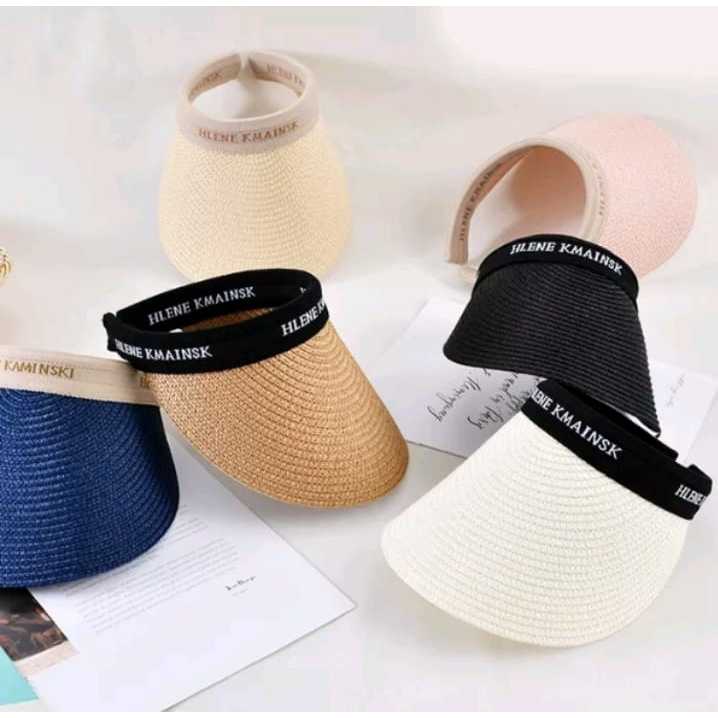 Topi Cap Hat Rotan Pantai Wanita Korea Premium Lebar Maison