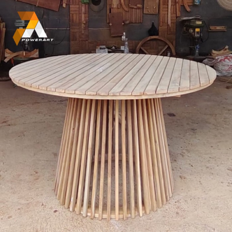 Meja Makan Bulat kayu jati meja makan minimalis