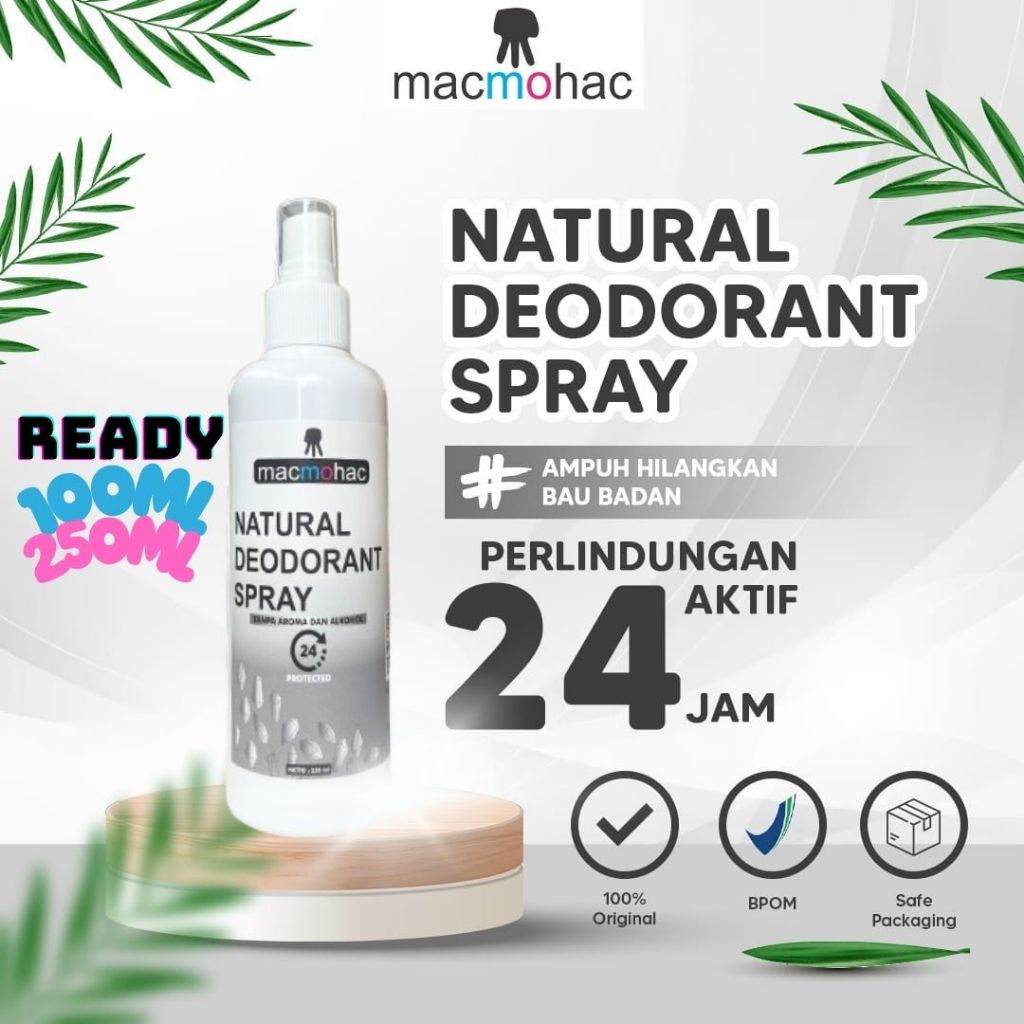 BPOM Deodorant Tawas Macmohac 100ml/250ml Natural Deodorant Spray Tawas Ketiak Cair Penghilang Bau B