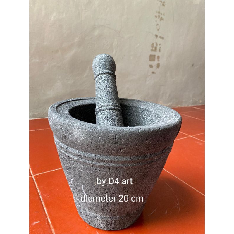 Lumpang Batu ,Lesung Batu asli +Alu ,tumbukan Diameter 20 cm