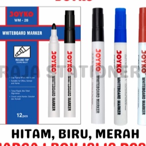 

FG2 JOYKO WHITEBOARD MARKER BLACK BLUE RED SPIDOL PAPAN TULIS JOYKO BISA DIHAPUS HITAM BIRU MERAH WM28 WM29 WM3 LUSIN BOX 12PCS