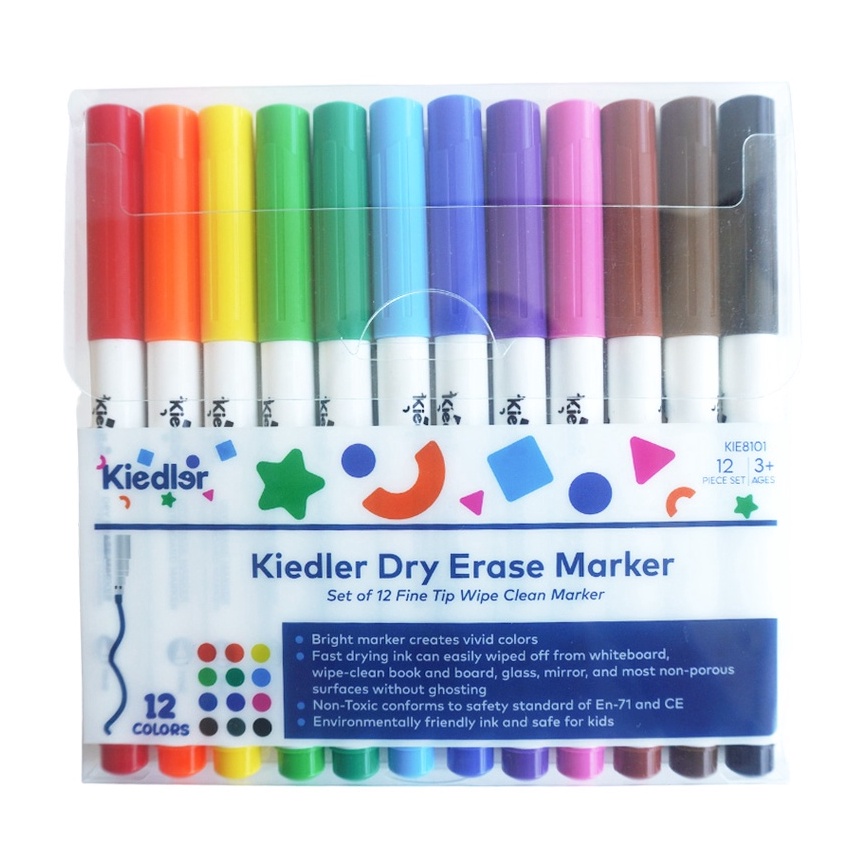 

KP8 Kiedler White Board Dry Erase Marker 12pcs Spidol Wipe Clean Spidol Air