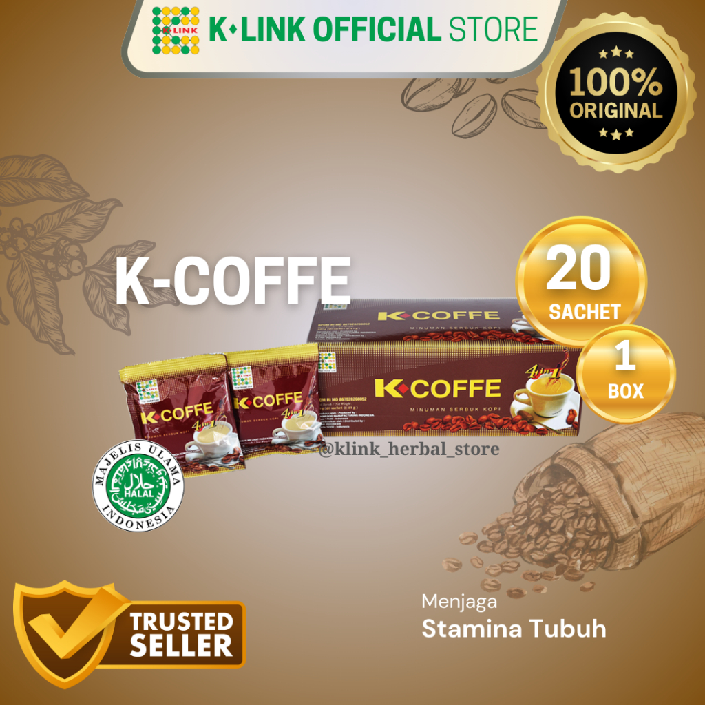 

K COFFE 4in1 K Link Original BPOM Halal (1 Box isi 20 Sachet) Kopi Penambah Stamina Pria Dewasa Kopi Stamina Kopi Stamina Pria