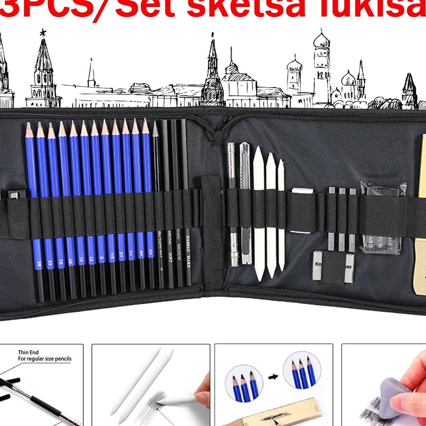 

Price 33PCSSet Sketch Pencil Pisau Penghapus dan Pensil Gambar untuk Keperluan Sekolah Pencil Drawing Set