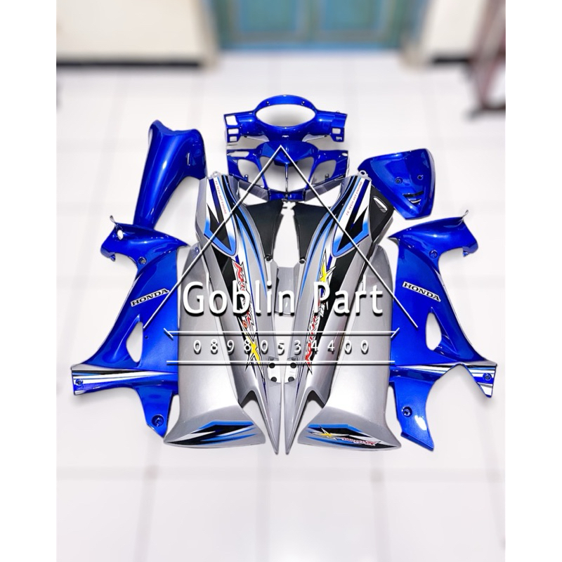 Cover Body Fullset Halus Karisma X 125D 2005 Cover Body Motor Honda Karisma X Warna Biru Silver