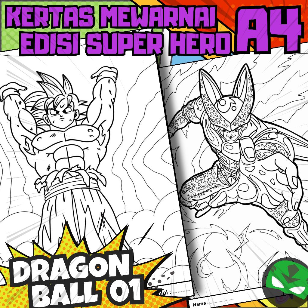 

MEDIA KERTAS KREATIFITAS MEWARNAI ANAK A4 DENGAN PRINT CETAK BUKAN COPY - MEDIA WARNA SUPER HERO - PART 13 - DRAGON BALL - MAINAN CIKARANG