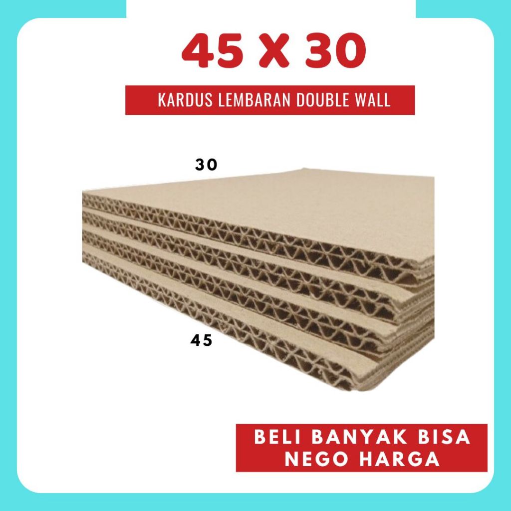 

Kardus Lembaran 45x30 / 45x20 / 45x10 Sheet Polos Double Wall Coklat Karton Bahan Dus Warna