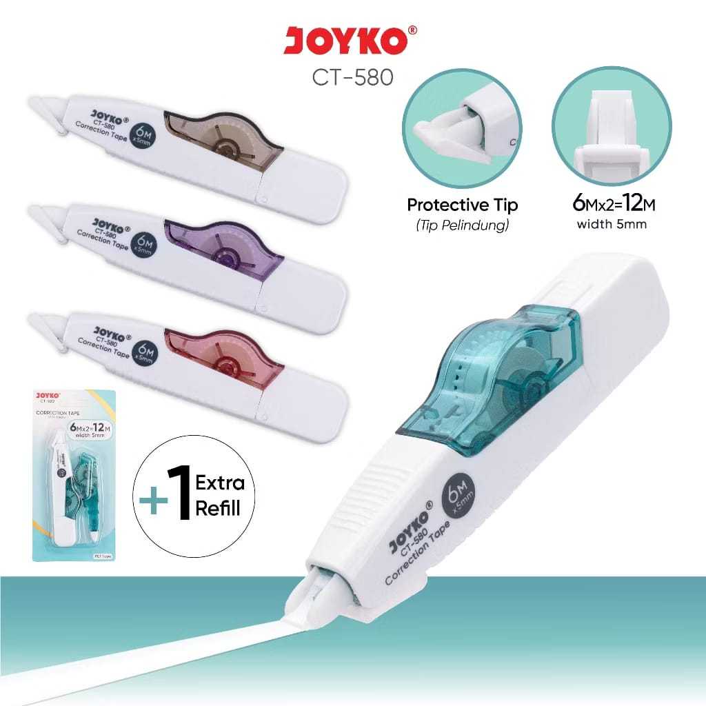 

JOYKO CT-580 Correction Tape 12M X 5MM Pita Koreksi Tipe-X