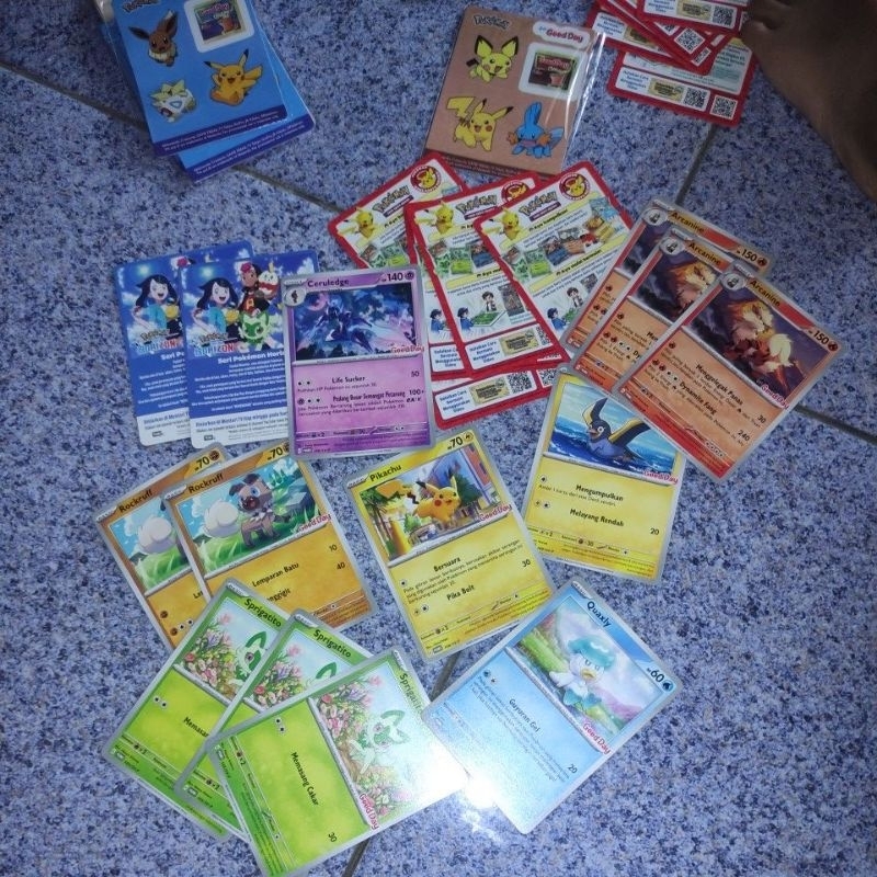 01-11-2024 Kartu Pokemon x Good Day Goodday Pikachu Arcanine Spirigatito Rockruff