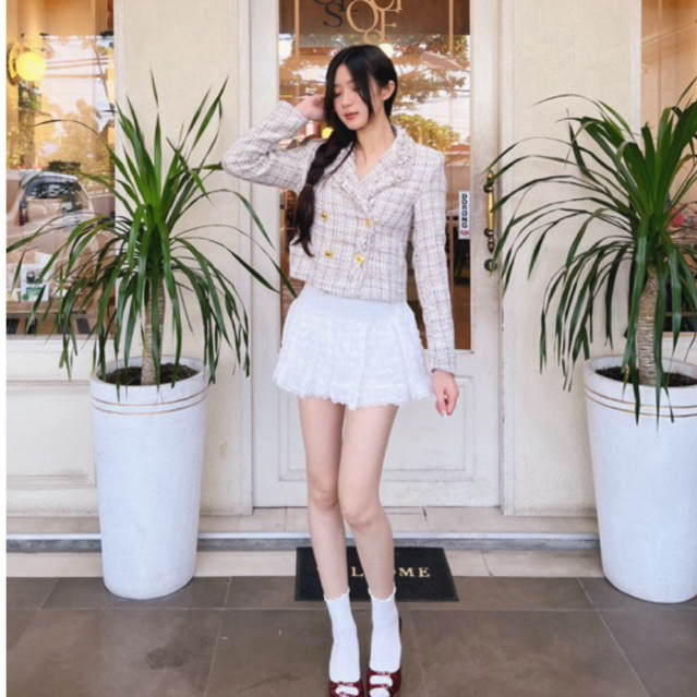 WOORI TWEED BLAZER/ Tweed nude blazer