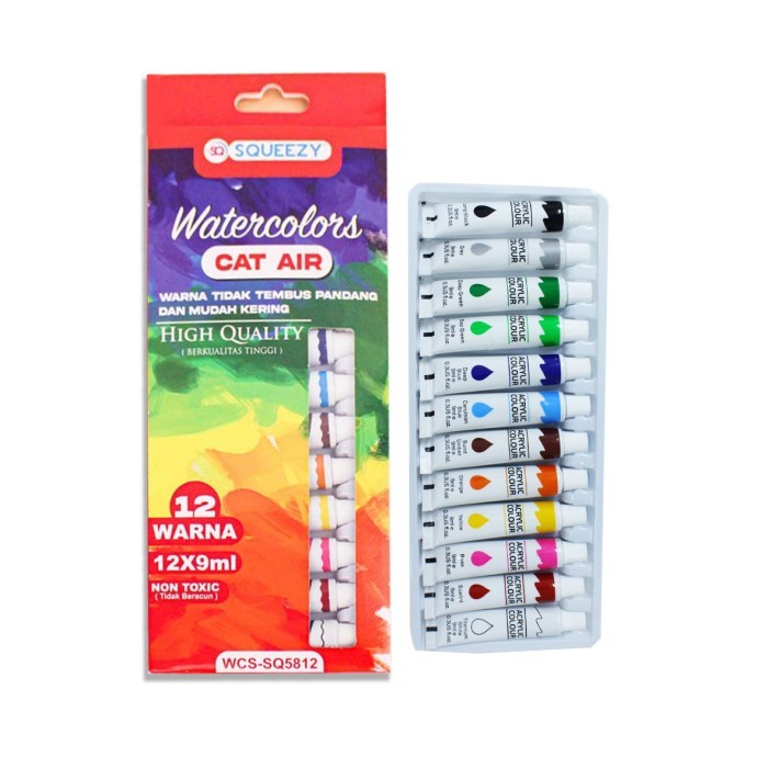 

Cat air Squeezy Watercolor 12 Warna WCS-SQ5812