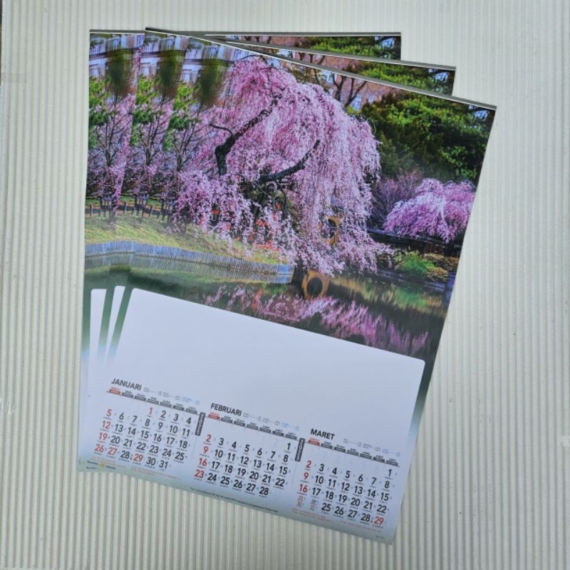 

Kalender 2025 taman jepang Ao112 4 lembar 3 bulanan ukaran 38x54cm(terima castume cetak merek)