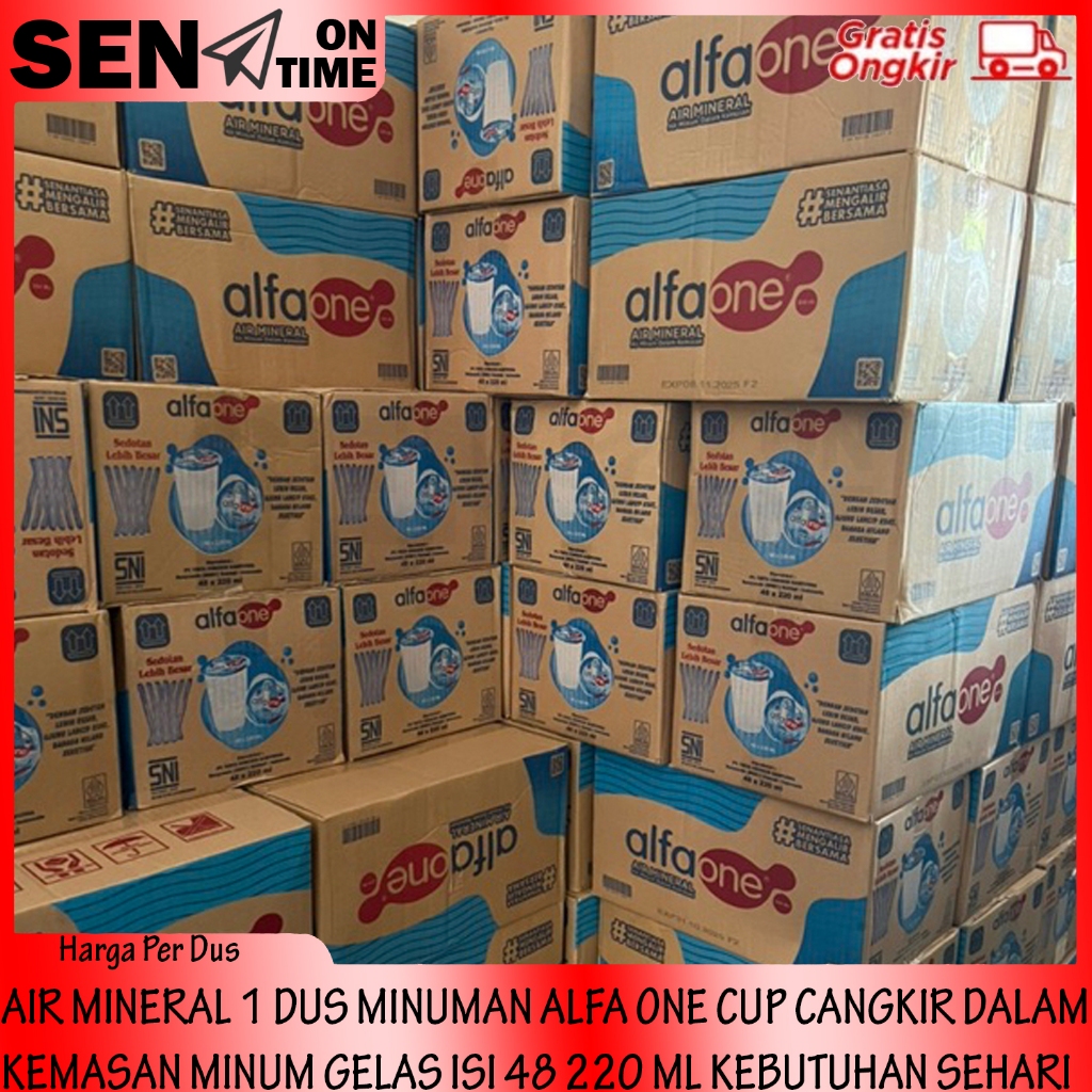 

Minuman Cup Cangkir Alfa One Air Mineral 1 Dus Dalam Kemasan Minum Putih Gelas Isi 48pcs 220 ML Kebutuhan Sehari Hari Alfaone Penghilang Haus