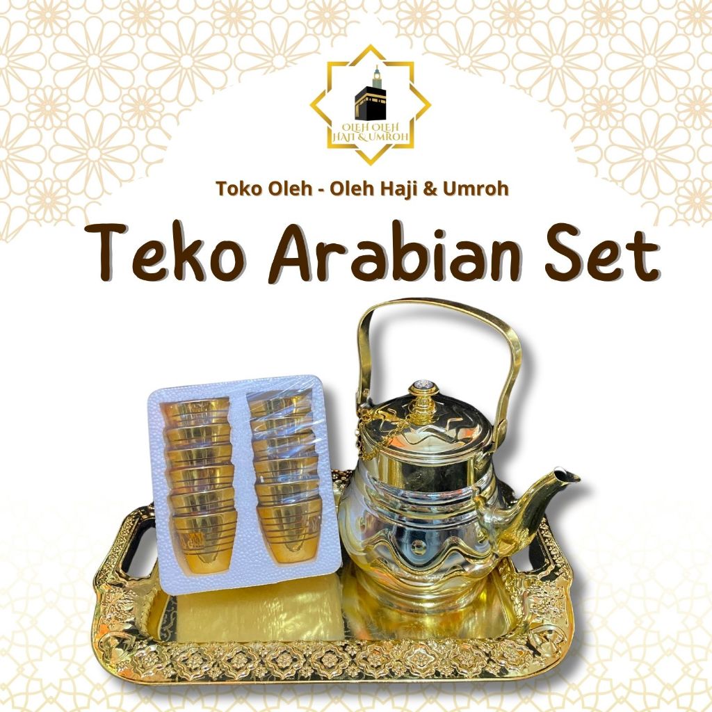 Ay00 TEKO ARABIAN GOLD SET STAINLESS OLEH OLEH HAJI DAN UMROH TEKO STAINLESS GELAS CUCING DAN