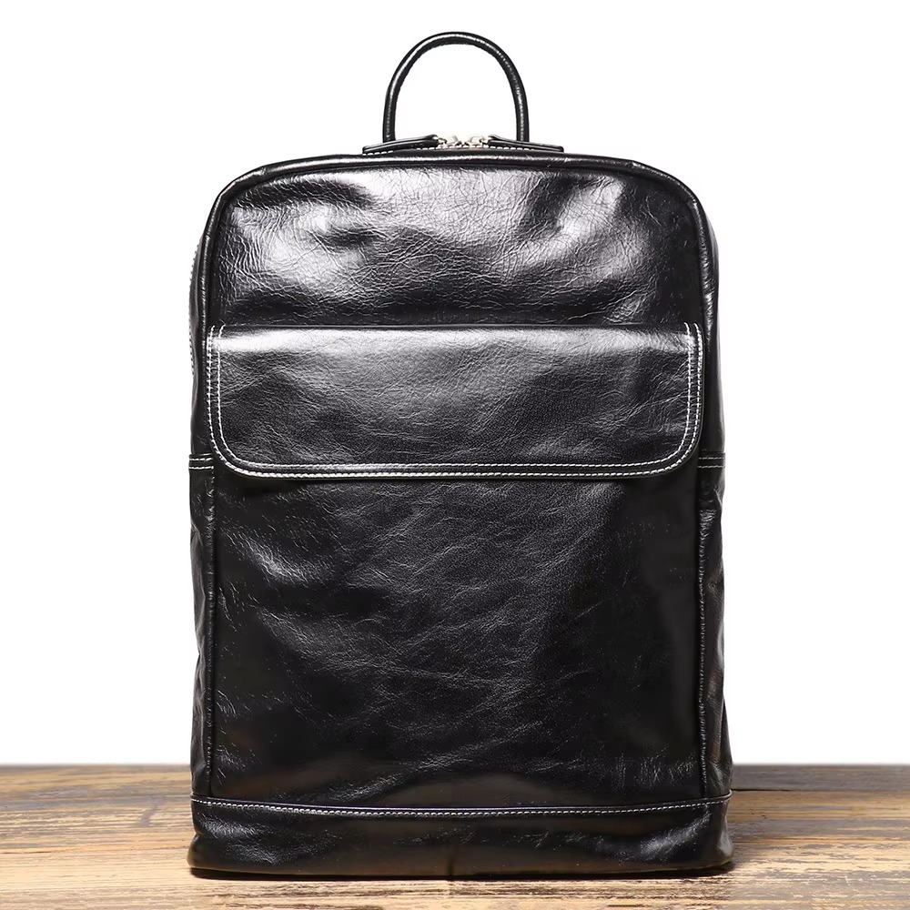 Ransel Bisnis Kulit Mewah Fashion Tas Punggung Laptop untuk Pria dan Wanita- Tas Kulit Sapi Asli