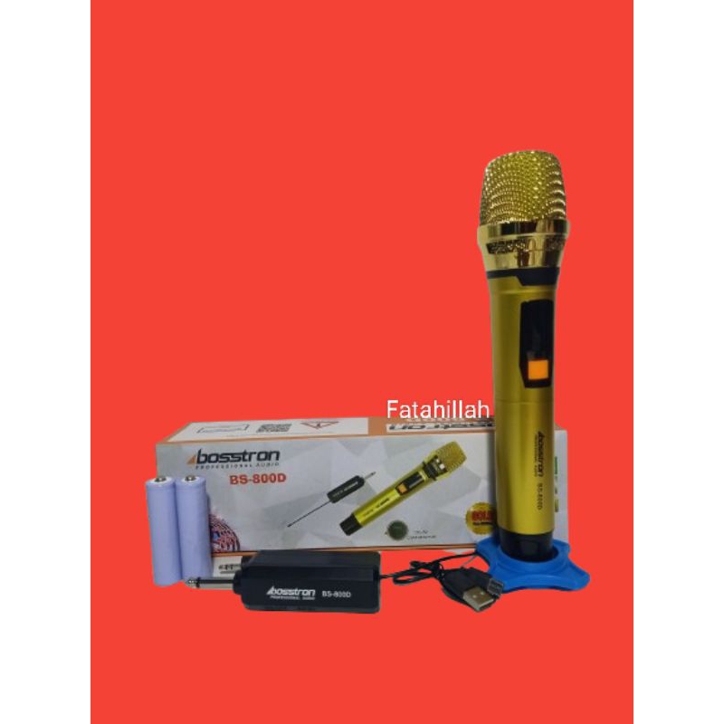 Bosstron Microphone wireless BS-800D Dual Gold New Edition 2pcs Mic karaoke Mix tanpa kabel