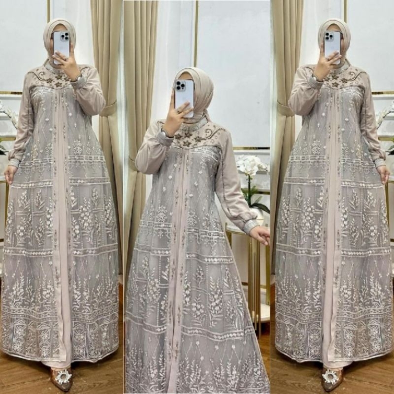 Aliyah Dress / New Brukat / Gamis Muslim Aliyah Dress Brokat Premium Gamis Syari Dress Murah Gamis L