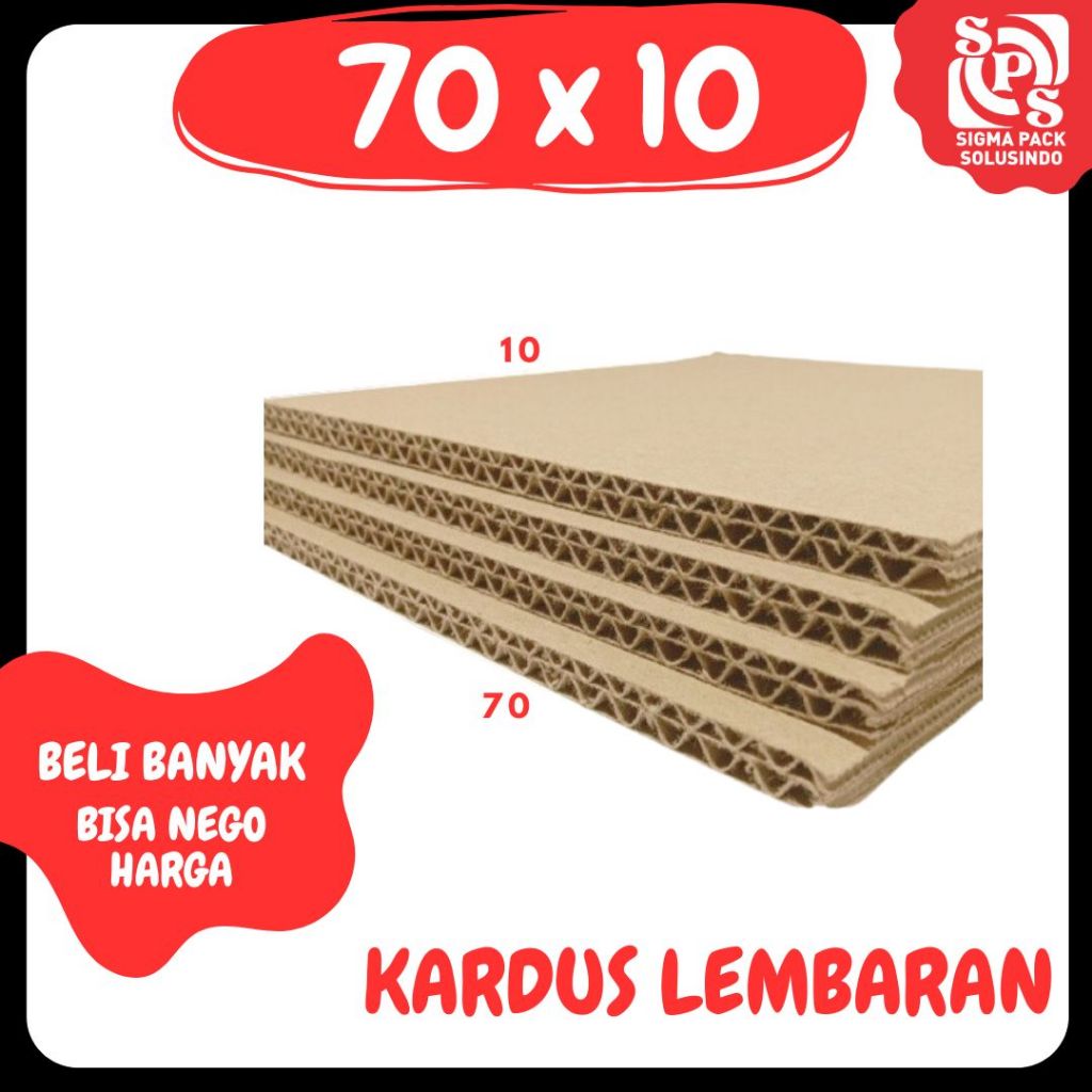 

Kardus Lembaran 70x10 / 60x10 / 50x10 / 40x10 Sheet Polos Double Wall Packing Karton Coklat Warna Packing