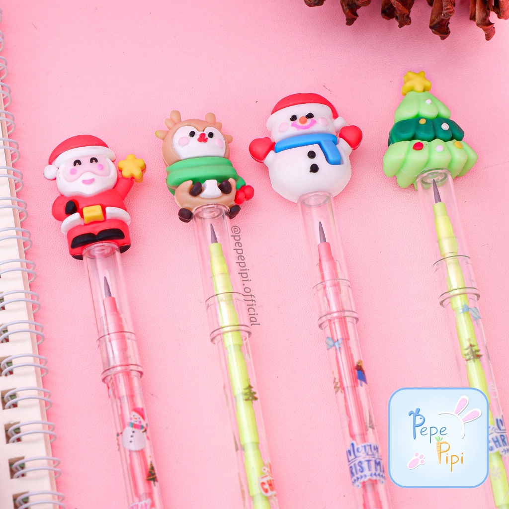 

Pensil Susun / Peluru No.608 Natal 2024 Chirstmas Santa Rusa Susun Bensia Refill Pencil Tumpuk