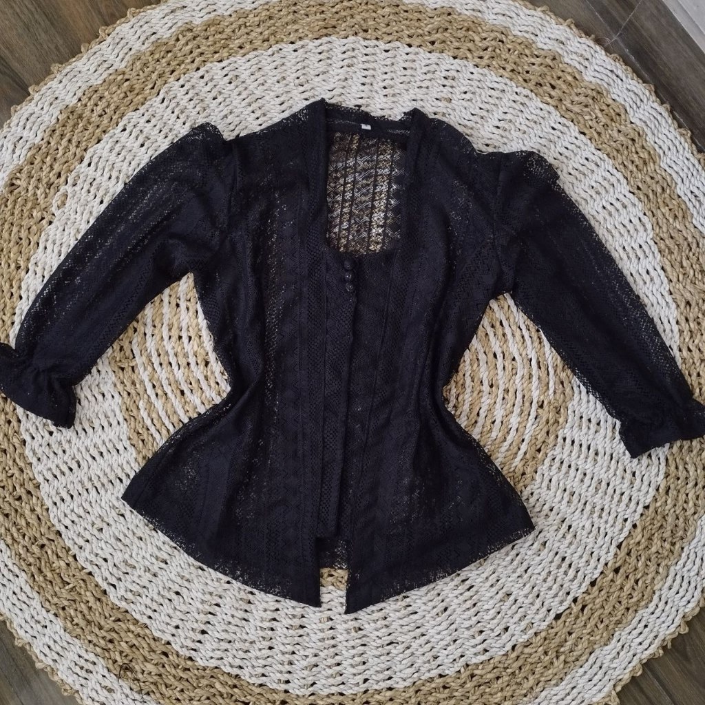 (HANYA KEBAYA) Baju Kebaya Brokat Malika Bet Pecah Lace Lengan Kerut Bali Wisuda Modern Murah