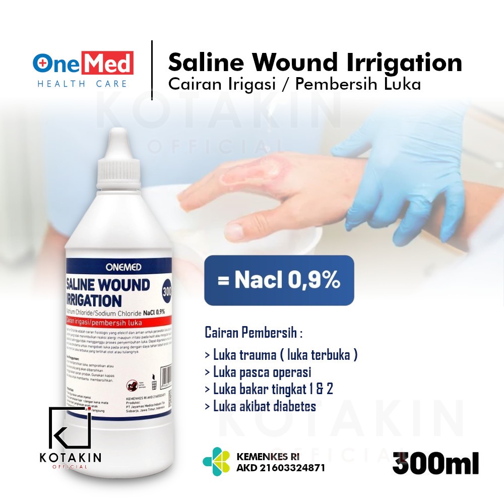 ONEMED Saline Wound Irrigation 300ml (NaCl 0.9%) / Cairan Pembersih Luka P3K