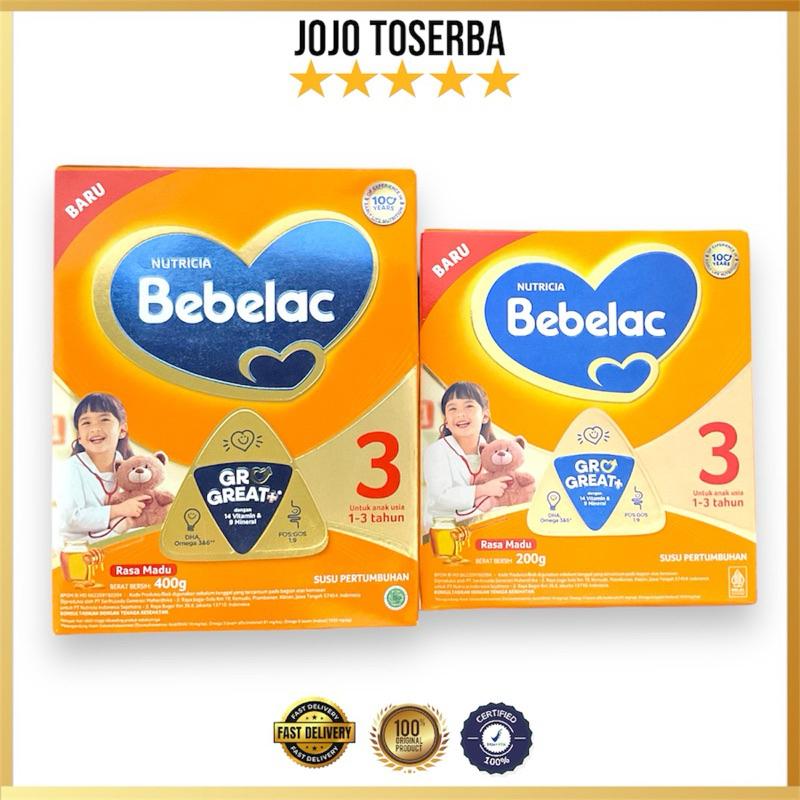BEBELAC 3 SUSU PERTUMBUHAN 1-3 TAHUN VANILA 200g 400 GR / SUSU ANAK