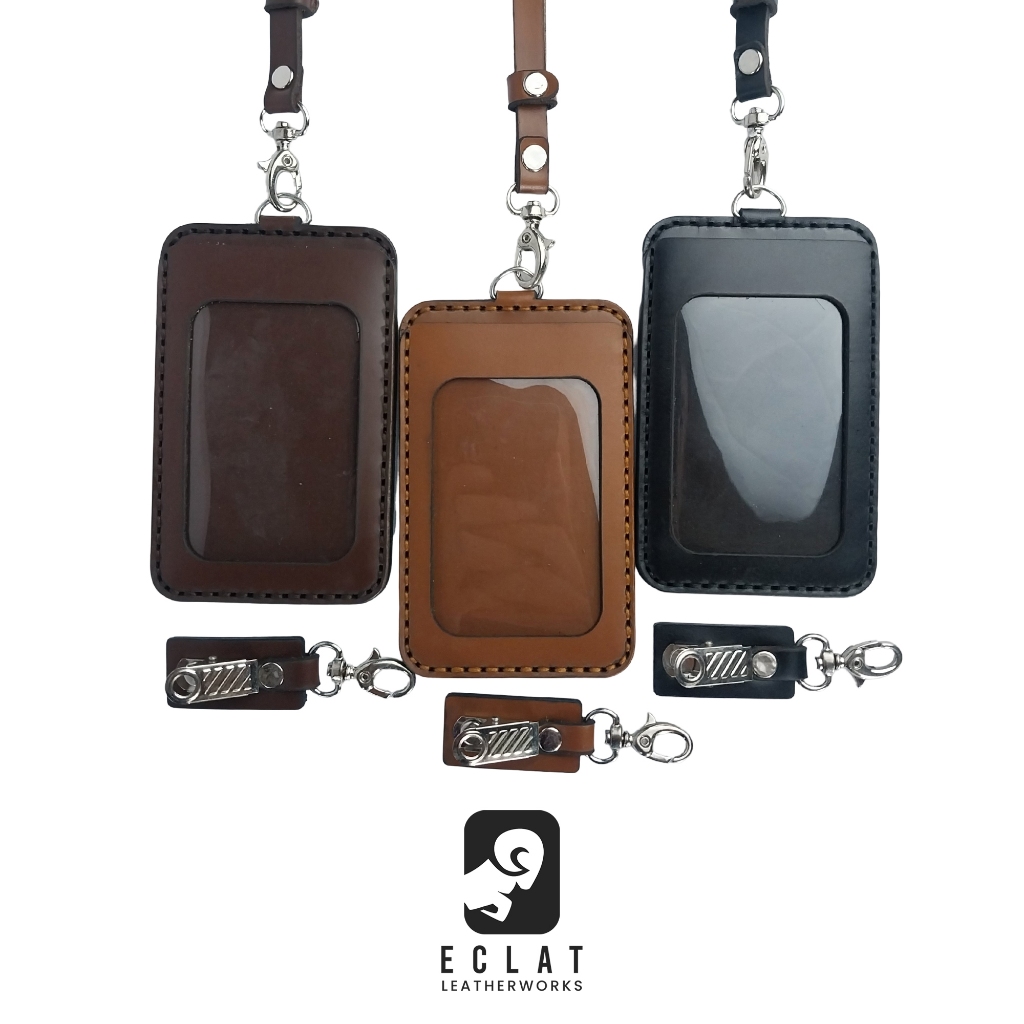 

ECLAT LEATHERWORKS ID CARD GANTUNGAN NAME TAG LANYARD 4 LAYER BAHAN KULIT CUSTOM NAMA DAN LOGO