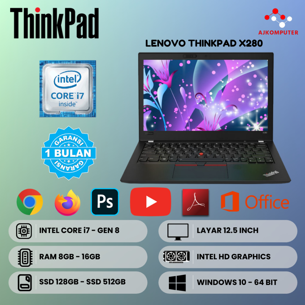 LENOVO THINKPAD X280 CORE i5 / i7 SECOND ORIGINAL BERGARANSI