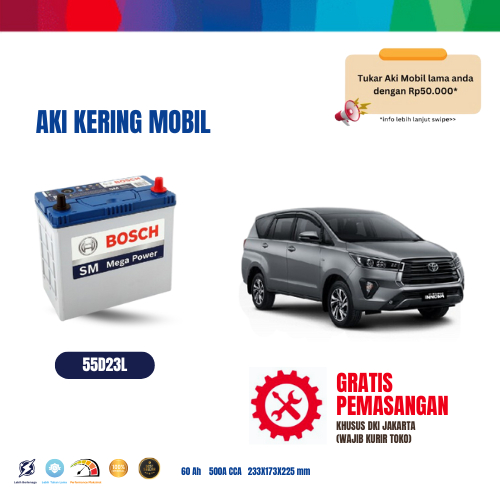 Aki Mobil Bosch 55D23L Innova Bensin Diesel