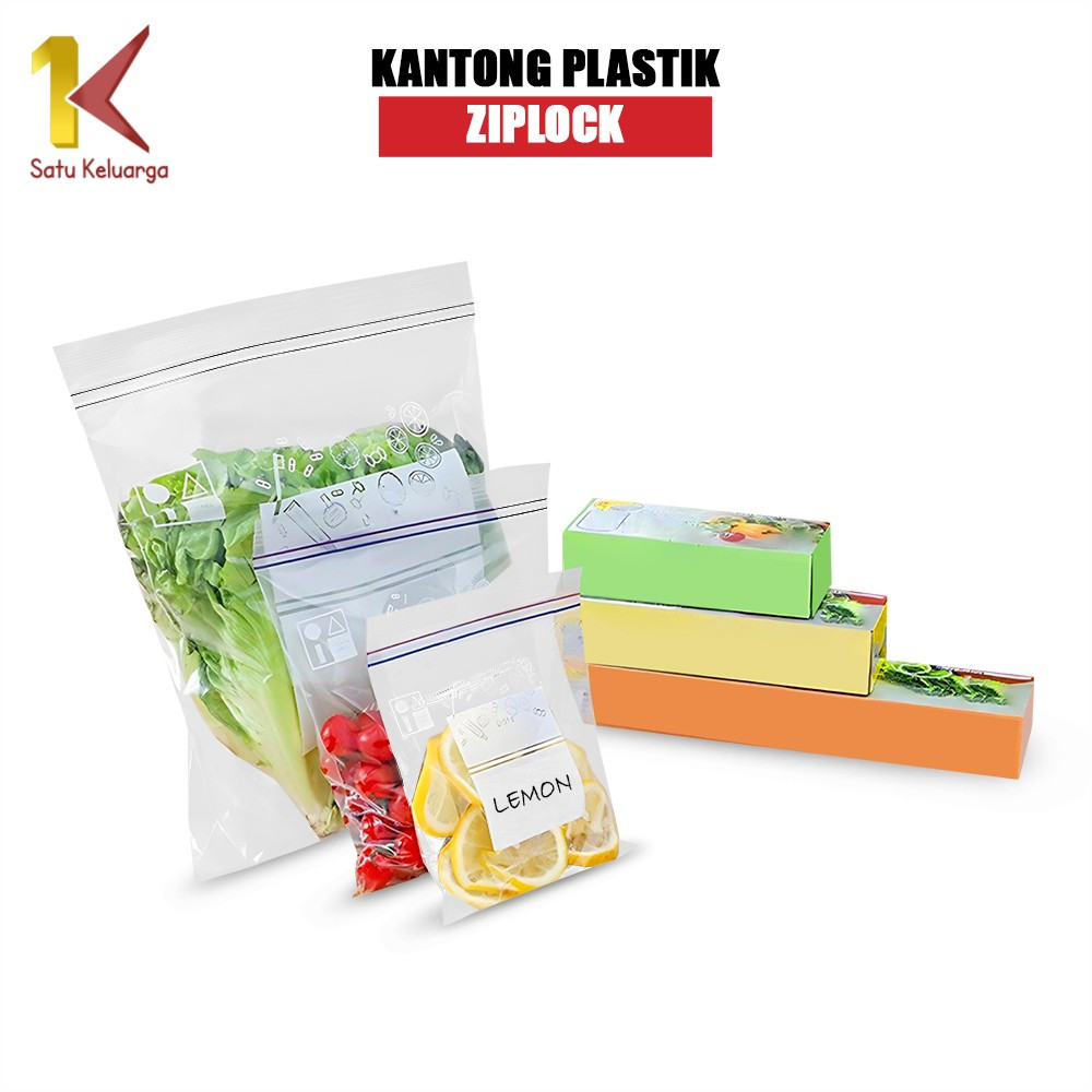 Satu Keluarga Kantong Plastik Ziplock Kulkas Double Lock Reusable C1150 Plastik Klip Makanan BPA FRE