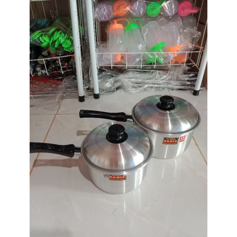 Global eagle Durable ware panci gagang tutup masak mie rebus  Air uk 16cm dan 18cm /  Aluminium serb