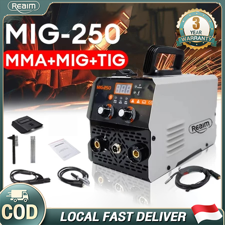REAIM MESIN LAS 450 Watt Listrik Tanpa Gas Travo Inverter tanpa gas Inverter Trafo las MIG 250