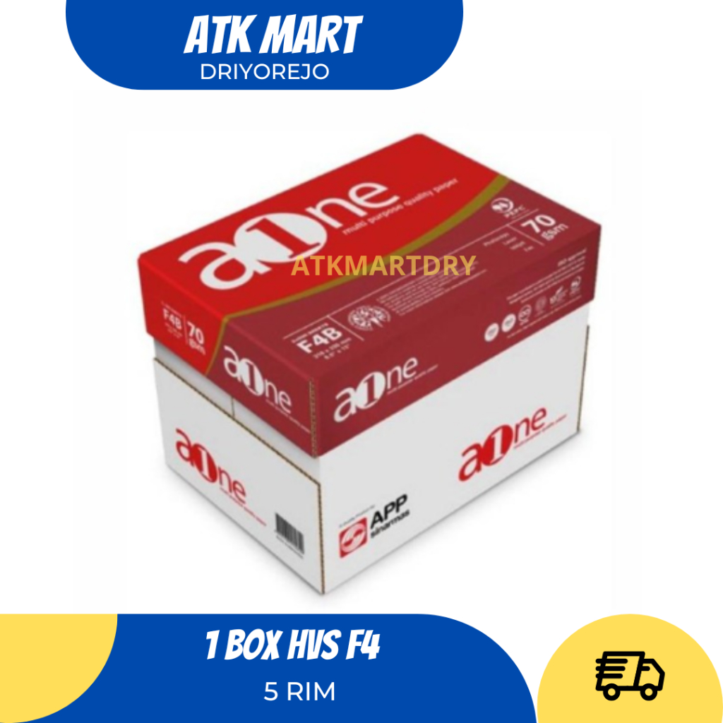 

KERTAS HVS F4 70 GRAM 1 BOX ISI 5 RIM SIDU AONE MAXI BRITE PP LITE BMO PAPER 75 GSM KARTON 2500 LBR