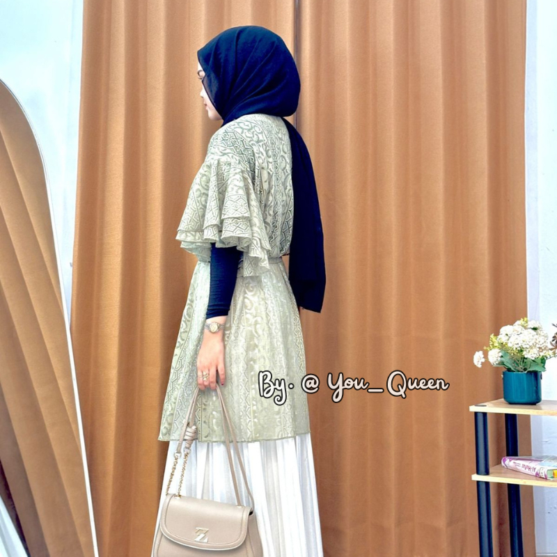 RB Malika Outer Brukat Cardigan Brokat Lengan Pendek Ruffle atasan outher brukat Outer Brokat