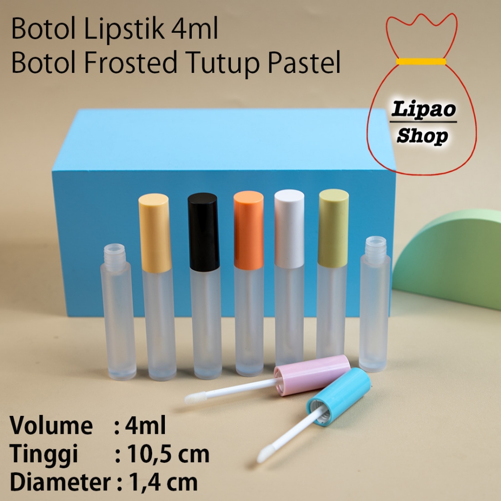 Botol 4ml Lip Gloss Lip Tube Lipstick  Lip TINT Kuas FROSTED Warna PASTEL