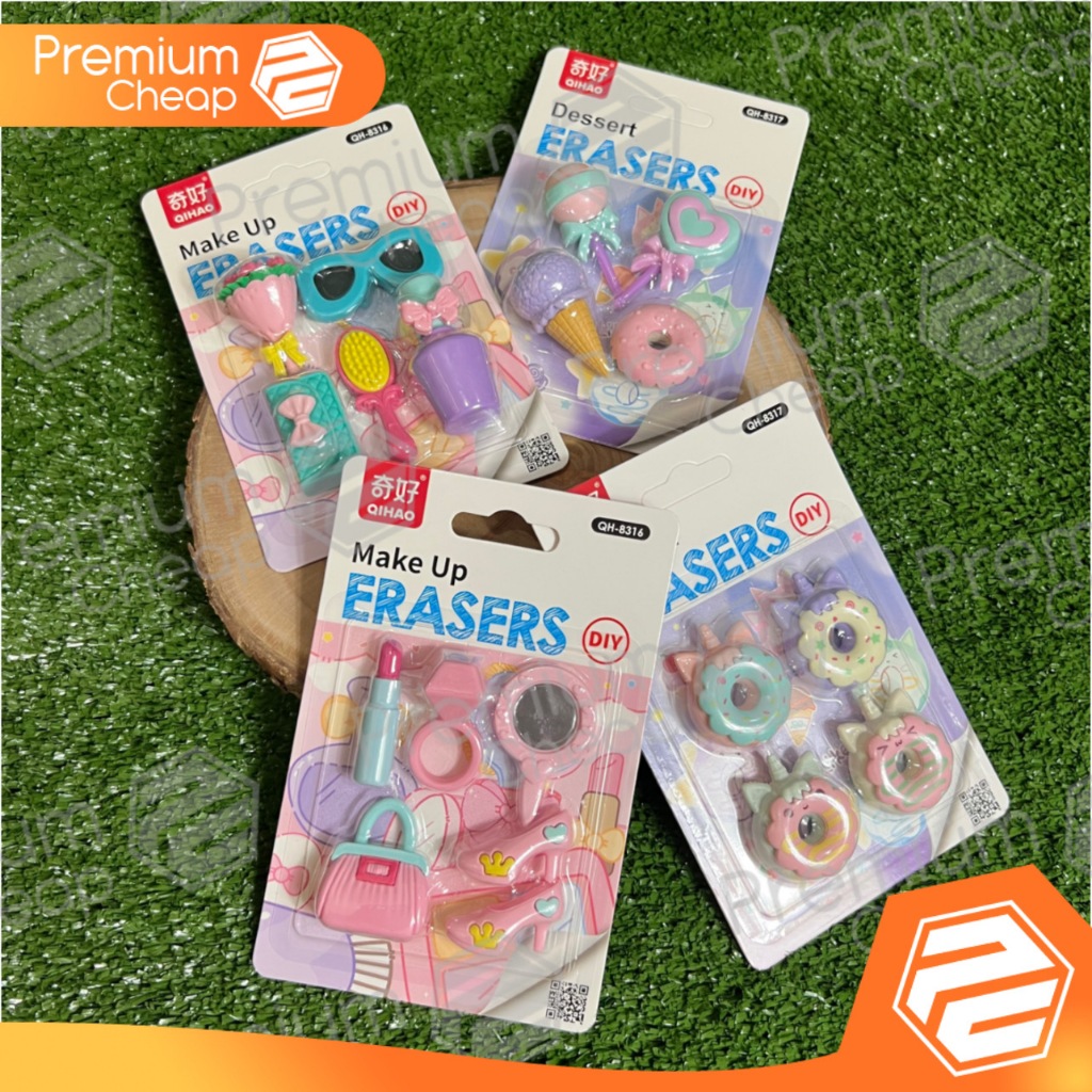 

[1 SET] Stip Penghapus Karet Fancy Penghapus Pensil Dessert Make Up Qihao