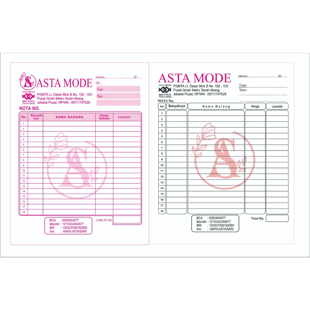 

PROMO cetak nota custom murah 2 ply ukuran sedang 1/6 folio Percetakan Murah Depok NT013