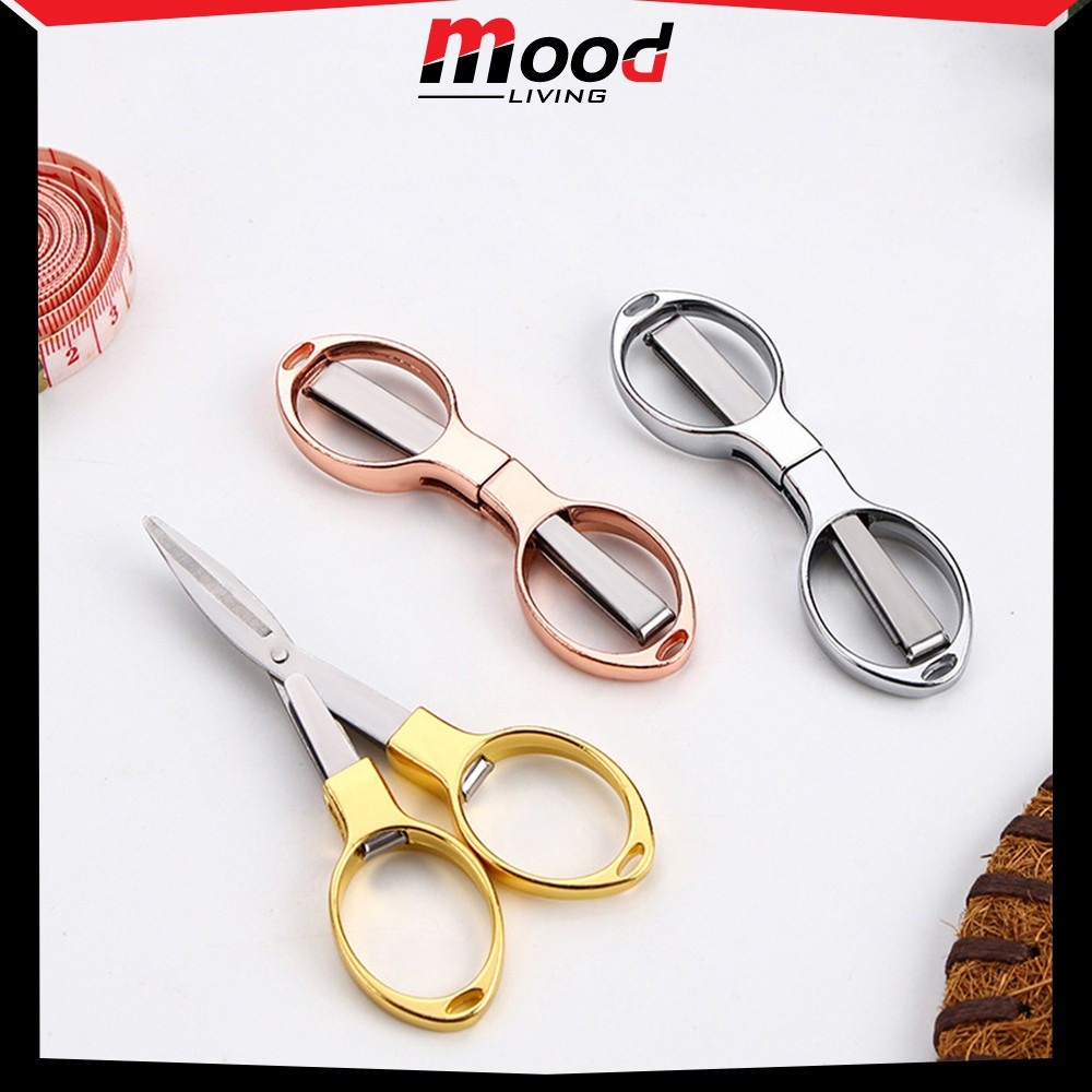 

Gunting Lipat Mini Model Kacamata Stainless Steel / Gunting Travel Scissors Anti Karat Serbaguna Mood Living C1199