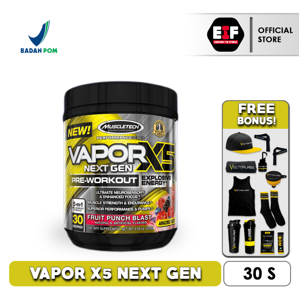 MUSCLETECH VAPOR X5 NEXT GEN - 30 Serv Serving / 232 g gr SUPLEMEN PREWORKOUT PRE WORKOUT SUPPLEMENT