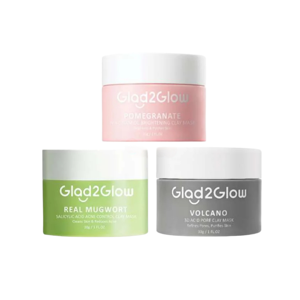 Glad2Glow Real Mugwort Salicylic Acid Acne Control Clay Mask 30gr BPOM